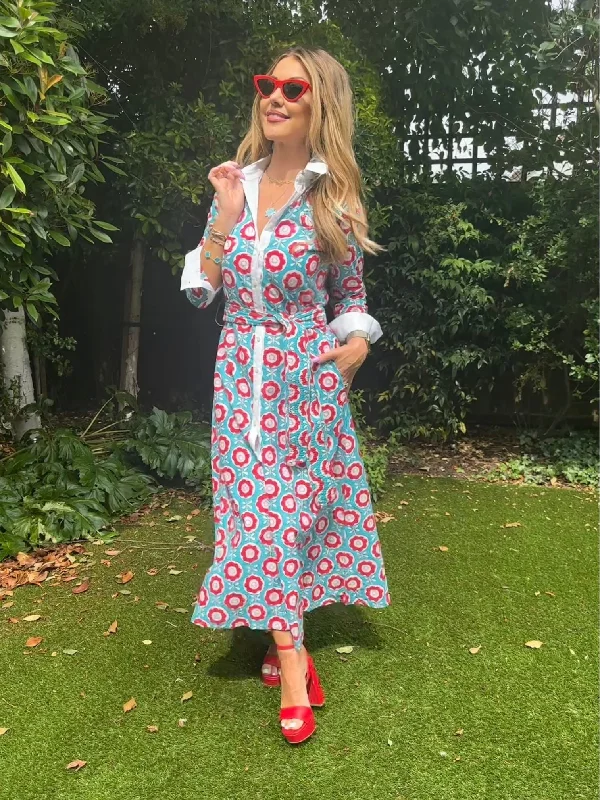 'JOY' AQUA DAISY (Fully Lined) Striped unclassified dresses