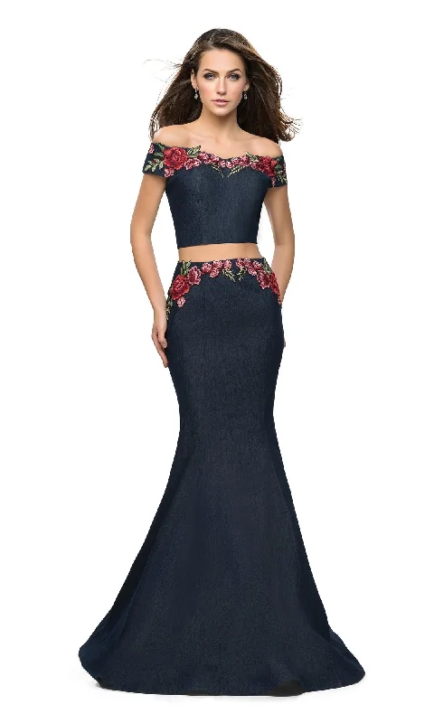 La Femme 25924 Two-Piece Navy Blue Prom Dress Stretchy unclassified dresses