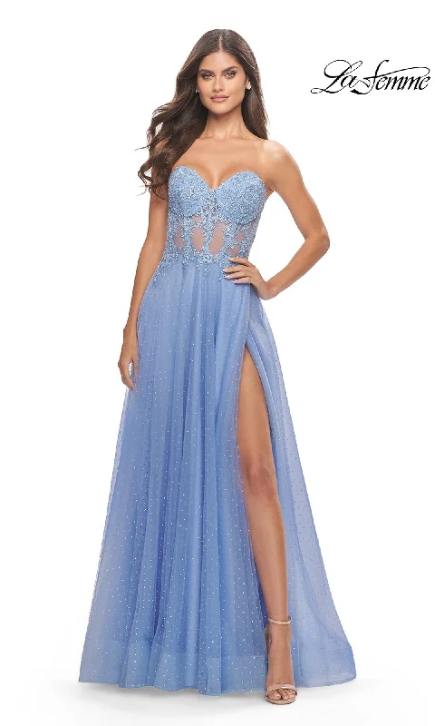 La Femme Strapless Sheer-Waist Prom Dress 31367 Knitted unclassified dresses