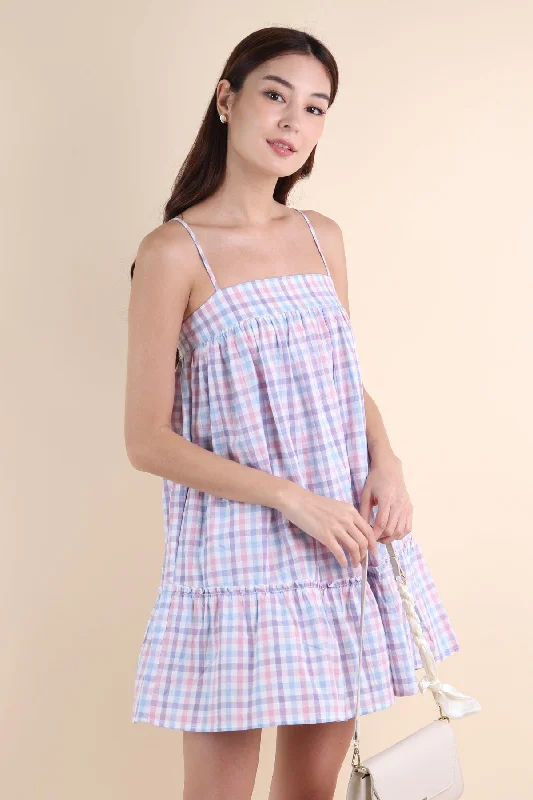 LICHFIELD GINGHAM ROMPER DRESS IN PURPLE Soft fabric unclassified dresses