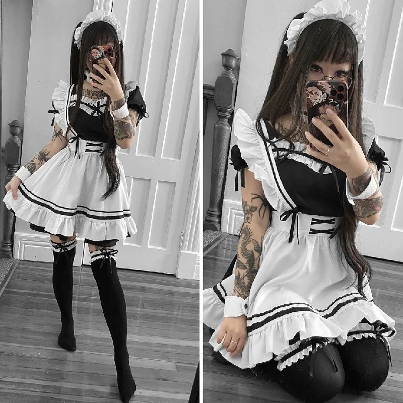 Lolita black and white maid dress suit YV43594 Summer unclassified dresses