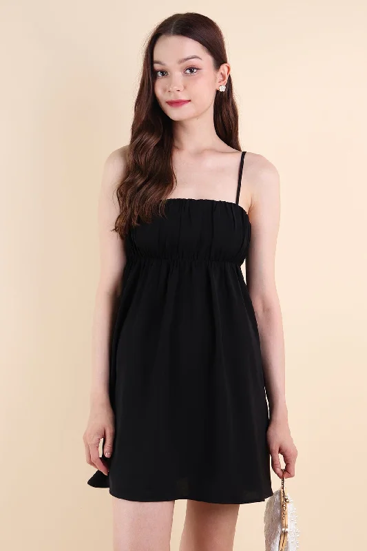 MADELYNN RUCHED DRESS IN BLACK Elegant unclassified dresses
