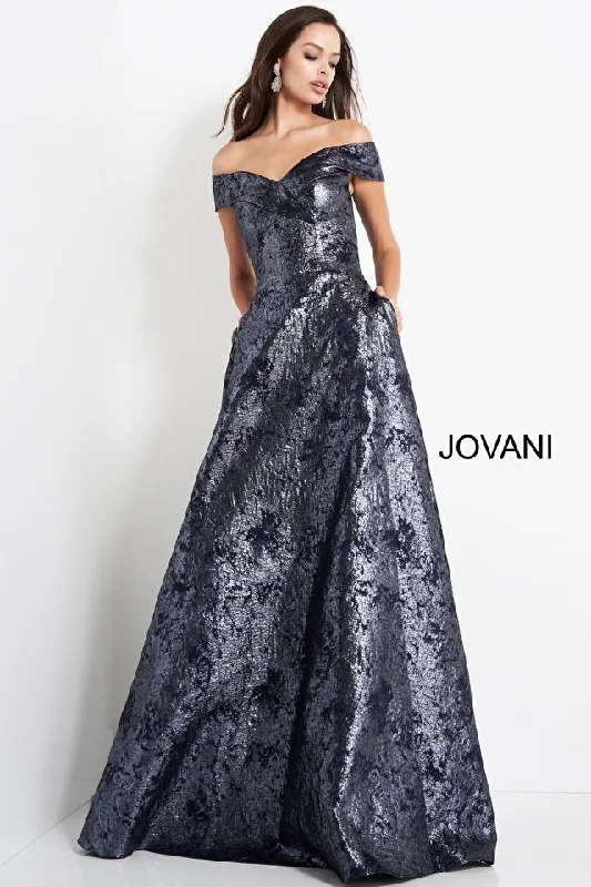 Metallic Off Shoulder A-Line Gown By Jovani -03674 Summer unclassified dresses