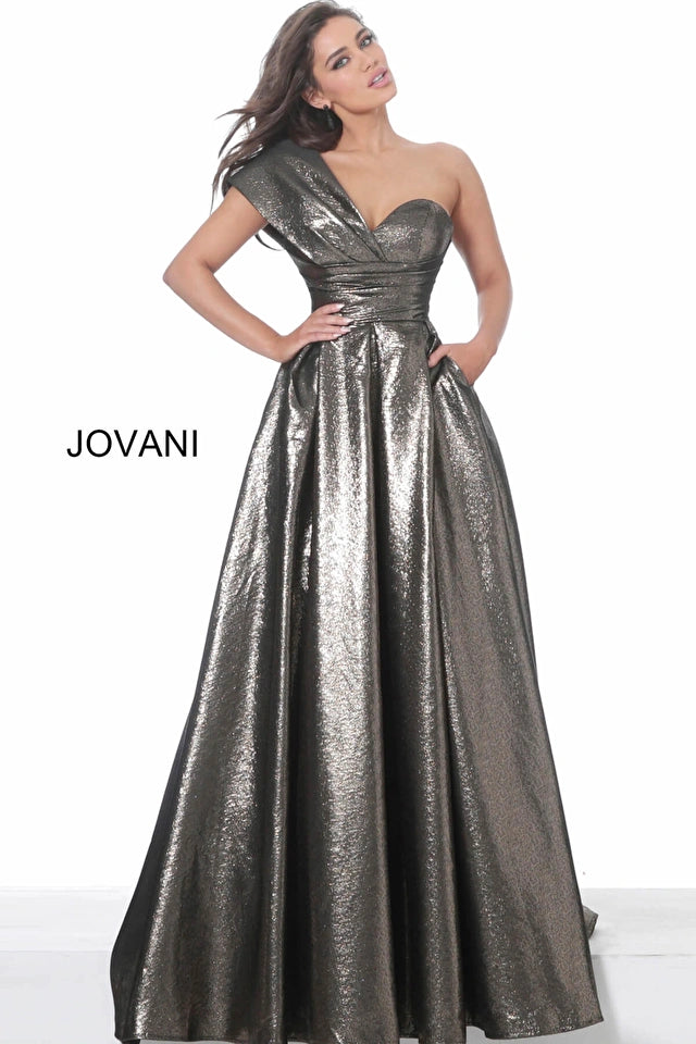 Metallic One Shoulder A-Line Gown By Jovani -04170 Winter unclassified dresses