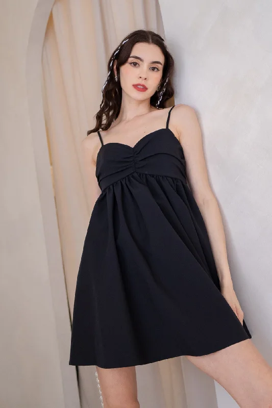 MIRA DETACHABLE SLEEVE DRESS IN BLACK Embroidered unclassified dresses