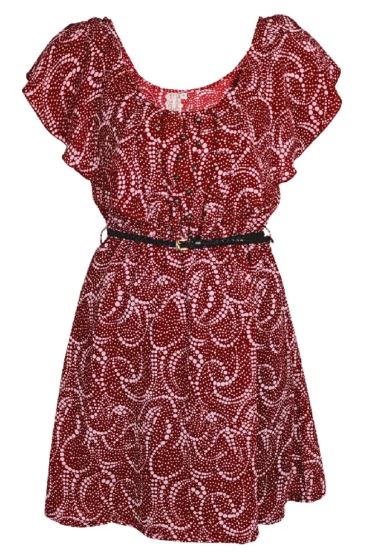 PALU Ruffled Burgundy Dress Comfortable unclassified dresses