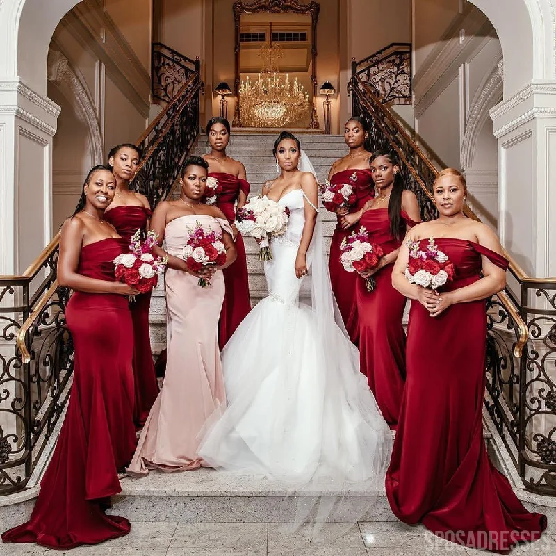 Mismatched Sexy Mermaid Burgundy Cheap Bridesmaid Dresses Gown Online, WG958 Backless unclassified dresses