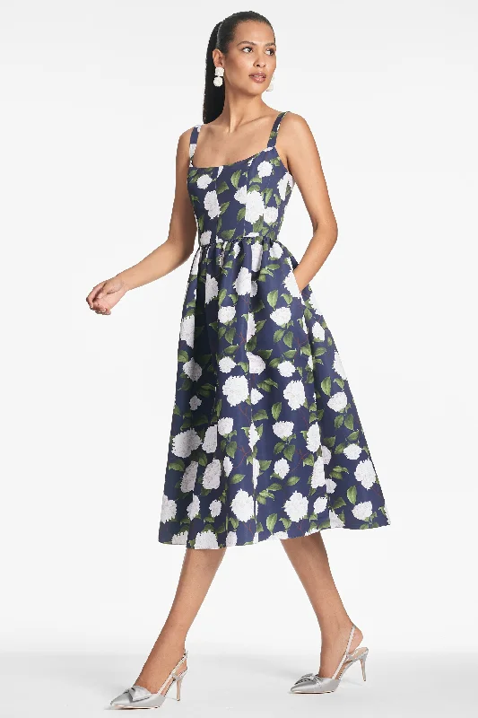 Olena Dress - Navy/Ivory Moonlit Garden Neutral tone unclassified dresses