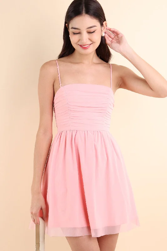 PAISLEY RUCHED MESH ROMPER DRESS IN PINK Soft fabric unclassified dresses