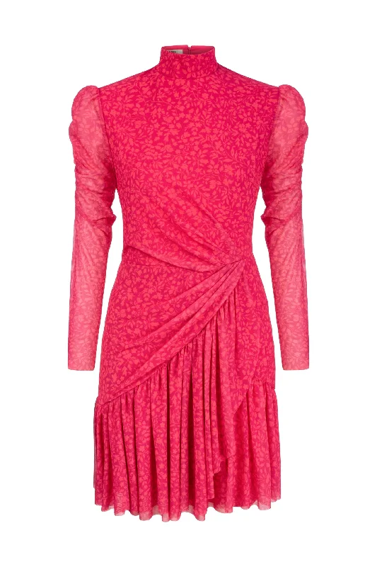 Pink Ramus Mock Neck Dress Polka dot unclassified dresses