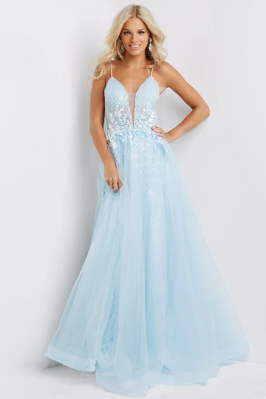 Plunging Neck Spaghetti Strap Prom Dress By Jovani -JVN07637 Popular unclassified dresses