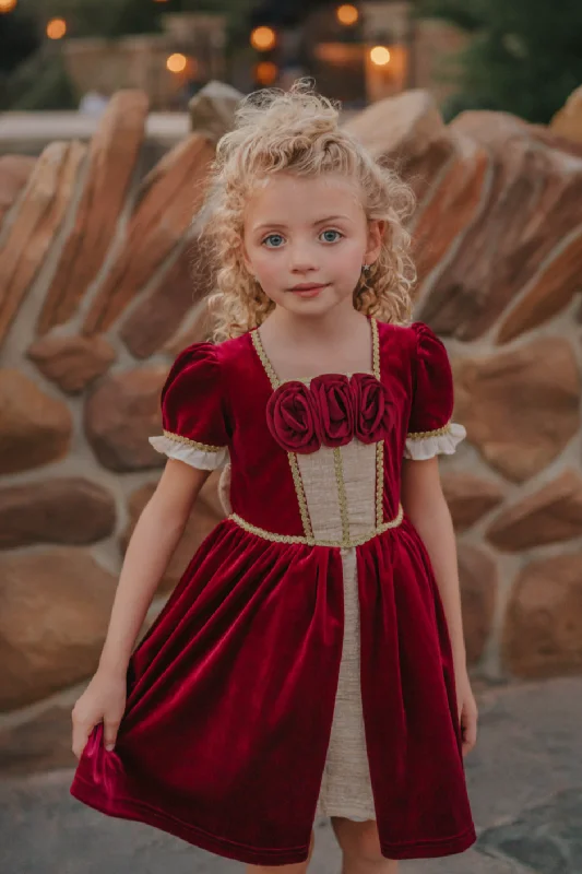 Portrait Petite Christmas Red Rose Twirl Length Gown Short unclassified dresses