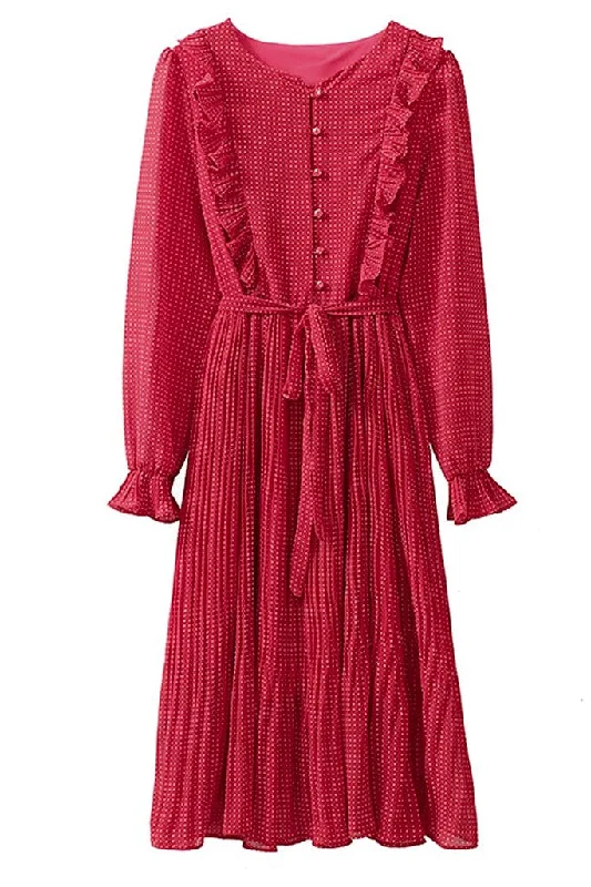 Mona Red Dotted Dress One-shoulder unclassified dresses