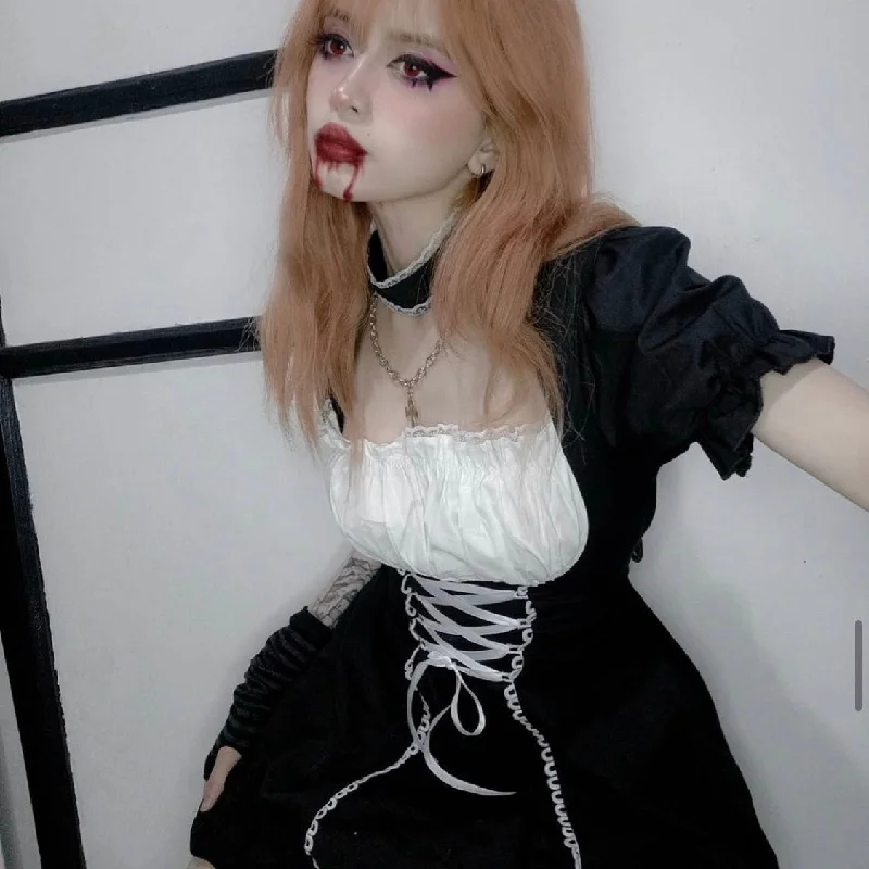 Review for Japanese puff sleeve dress yv43244 Casual unclassified dresses