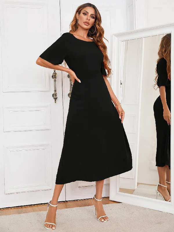 Round Neck Cutout Half Sleeve Dress Sexy unclassified dresses