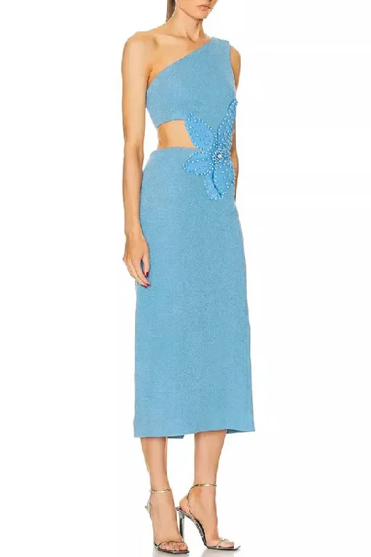 Blue Camelia Blue One Shoulder Dress Elegant unclassified dresses