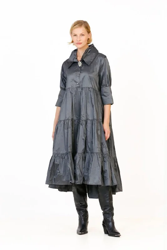 Ruched Taffeta Dress - Anthracite Corset unclassified dresses