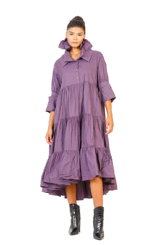 Ruched Taffeta Dress - Purple Open-back unclassified dresses