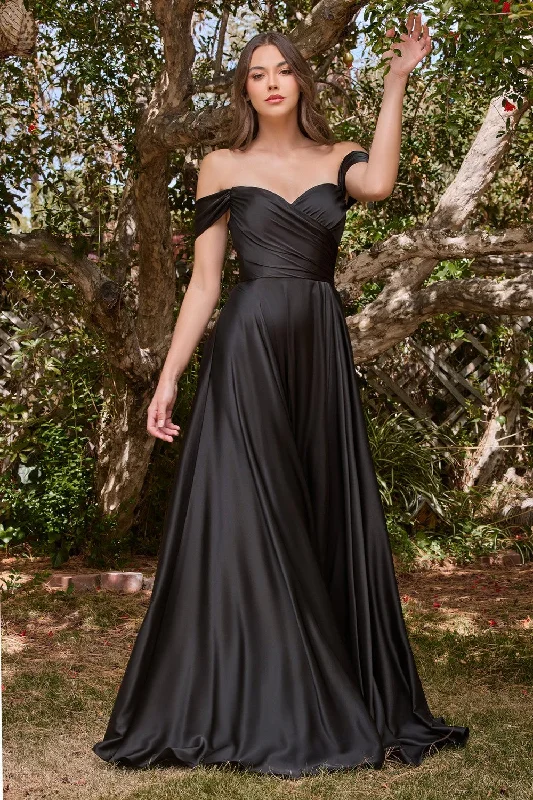 Satin A-Line Off The Shoulder Dress By Cinderella Divine -7493C Y2K unclassified dresses Satin A-Line Off The Shoulder Dress By Cinderella Divine -7493C Y2K unclassified dresses