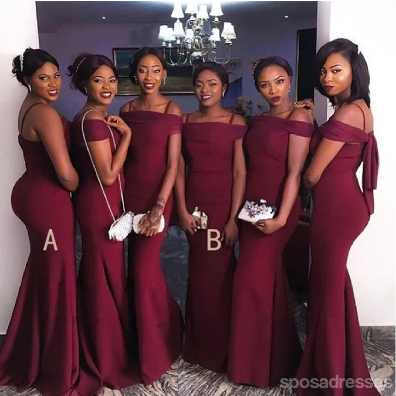 Sexy Mermaid Burgundy Off The Shoulder Cheap Bridesmaid Dresses Gown Online, WG1044 High-low unclassified dresses Sexy Mermaid Burgundy Off The Shoulder Cheap Bridesmaid Dresses Gown Online, WG1044 High-low unclassified dresses