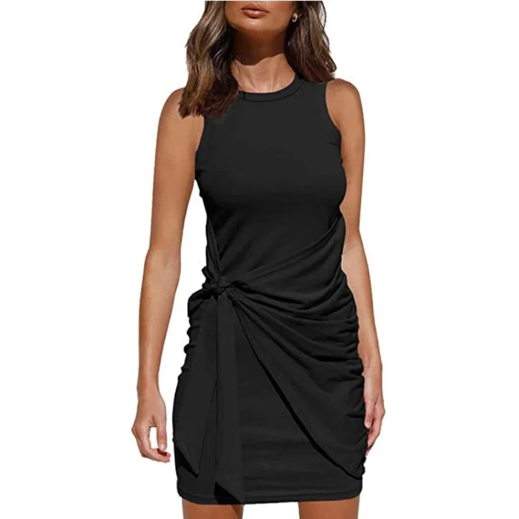 Sleeveless Crew Neck Bow Ties Irregular Dress (Color:Black Size:XXL) Long unclassified dresses Sleeveless Crew Neck Bow Ties Irregular Dress (Color:Black Size:XXL) Long unclassified dresses