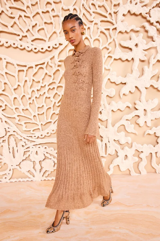 Solene Dress - Camel Off-shoulder unclassified dresses