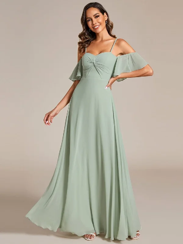 Spaghetti Strap Sweetheart Chiffon A-line Bridesmaid Dress with Knot Comfortable unclassified dresses Spaghetti Strap Sweetheart Chiffon A-line Bridesmaid Dress with Knot Comfortable unclassified dresses