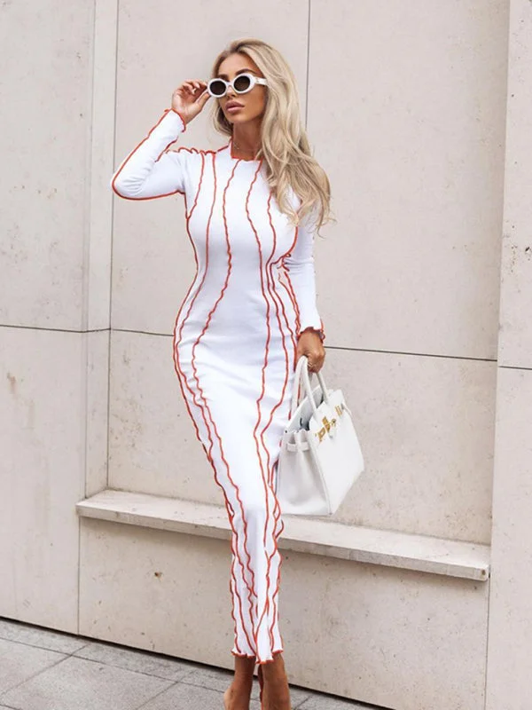 Blue Zone Planet | style small pit strip round neck reverse car edge dress Open-back unclassified dresses Blue Zone Planet | style small pit strip round neck reverse car edge dress Open-back unclassified dresses