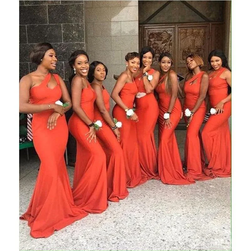Unique Mermaid Orange Sleeveless One Shoulder Bridesmaid Dresses Gown Online, WG1005 Elegant unclassified dresses Unique Mermaid Orange Sleeveless One Shoulder Bridesmaid Dresses Gown Online, WG1005 Elegant unclassified dresses