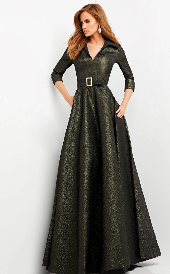 V Neck Metalic A Line Dress By Jovani -05075 Bodycon unclassified dresses