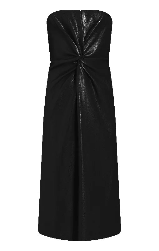 Vegan Leather Strapless Mckenna Dress Ruched unclassified dresses