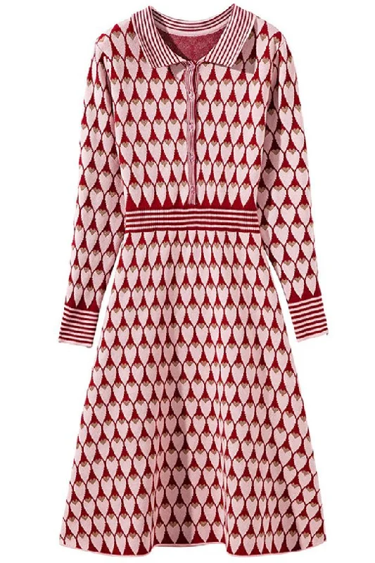 Dimery Red Jacquard-knit Dress Chic unclassified dresses