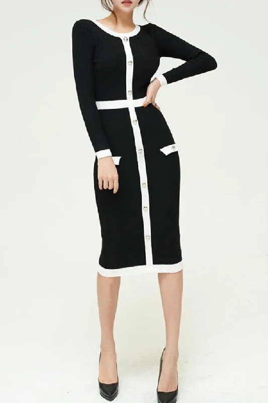 Tobily Black Knitted Dress Designer unclassified dresses