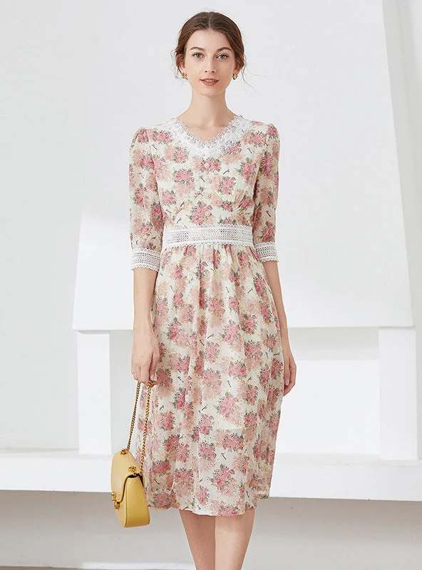 Women Printed Short Sleeve Dress Cheap floral dresses