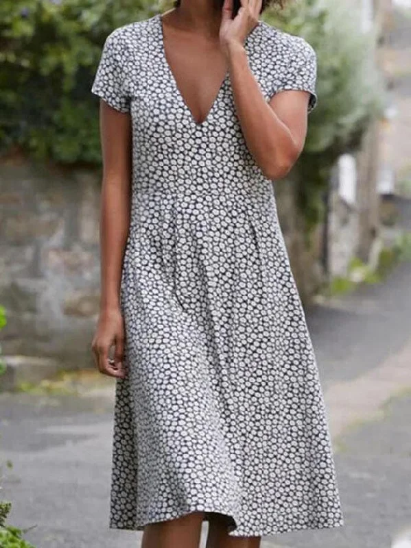 Women's Dresses Polka Dot Print V-Neck Short Sleeve Dress Best floral dresses for petites Women's Dresses Polka Dot Print V-Neck Short Sleeve Dress Best floral dresses for petites