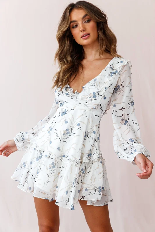 Brentwood Lace Up Babydoll Dress White Lace Cocktail Gown