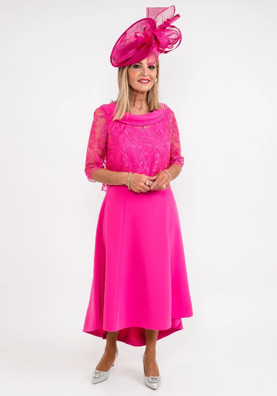Lizabella Lace Bolero & Dress Two Piece, Pink Lace Overlay Dress