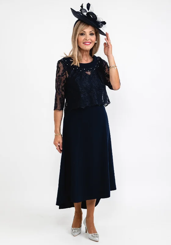 Lizabella Lace Bolero & Dress Two Piece, Navy Lace Dress Lace
