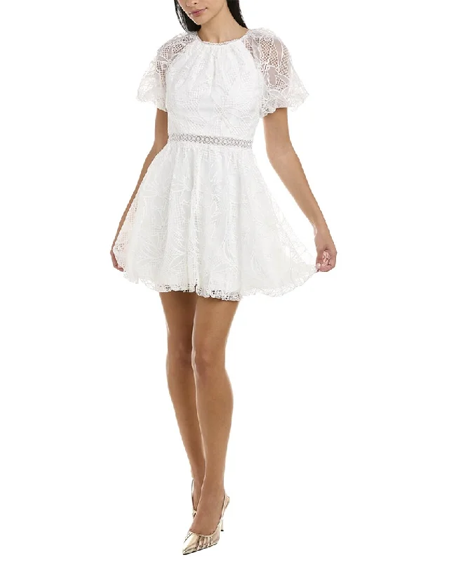 ML Monique Lhuillier Lace A-Line Dress Floral Lace Dress