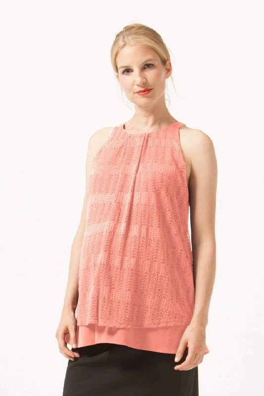 Halter Edith Nursing Top Full Lace Coral Blush Lace Dress Lookbook