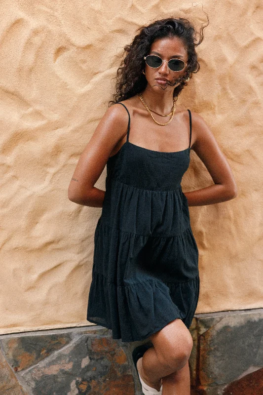 Stephen Mini Dress - Black Vintage Denim Skirt