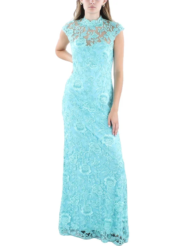 Womens Lace Embroidered Evening Dress Lace Dress Fit
