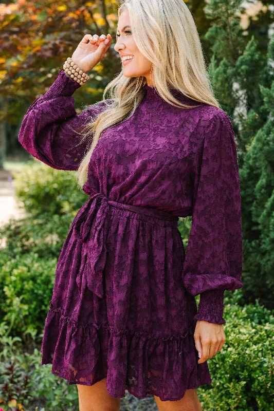 All You Have Eggplant Purple Lace Dress Satin Lace Dress