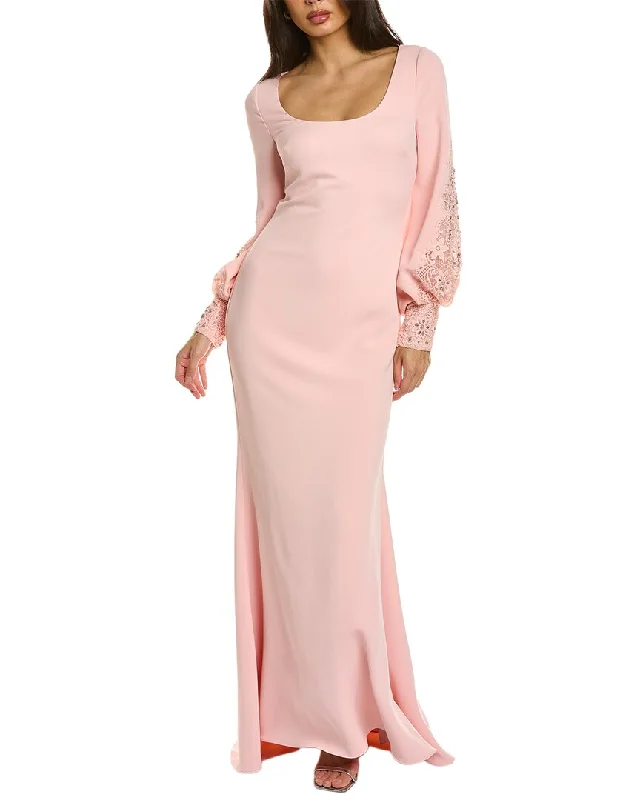 Badgley Mischka Lace Sleeve Gown Lace Mini Dress