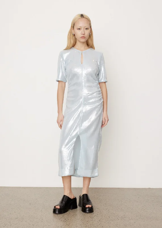 Light Sequins Long Dress Maxi Skirt Glam