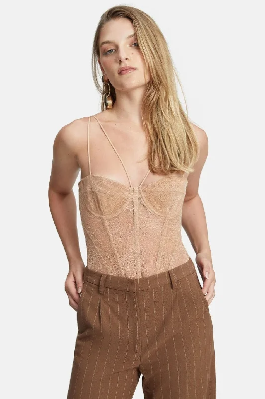 Fleur Lace Bodysuit - Biscuit Simple Lace Dress