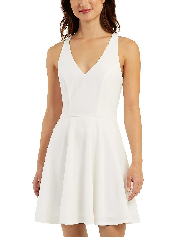 Juniors Womens Lace Criss-Cross Fit & Flare Dress Lace Dress Trend