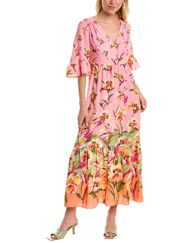 London Times Flounce Maxi Dress Long Boho Skirt