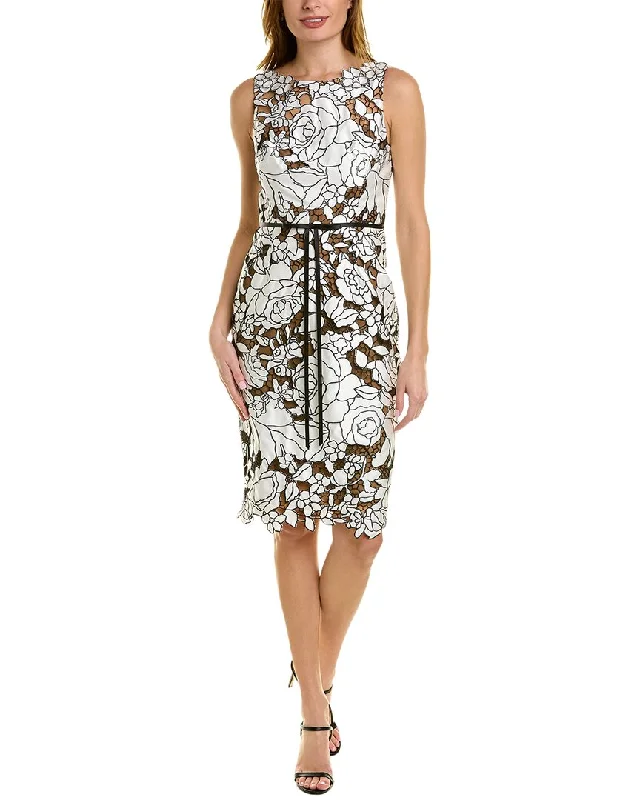 Marchesa Notte Lace Sheath Dress Lace Dress Deep V