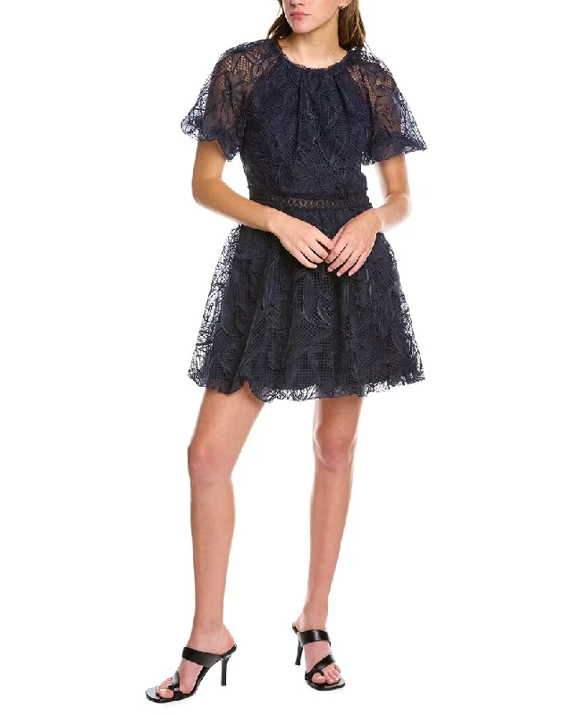 ML Monique Lhuillier Lace A-Line Dress Chic Lace Dress